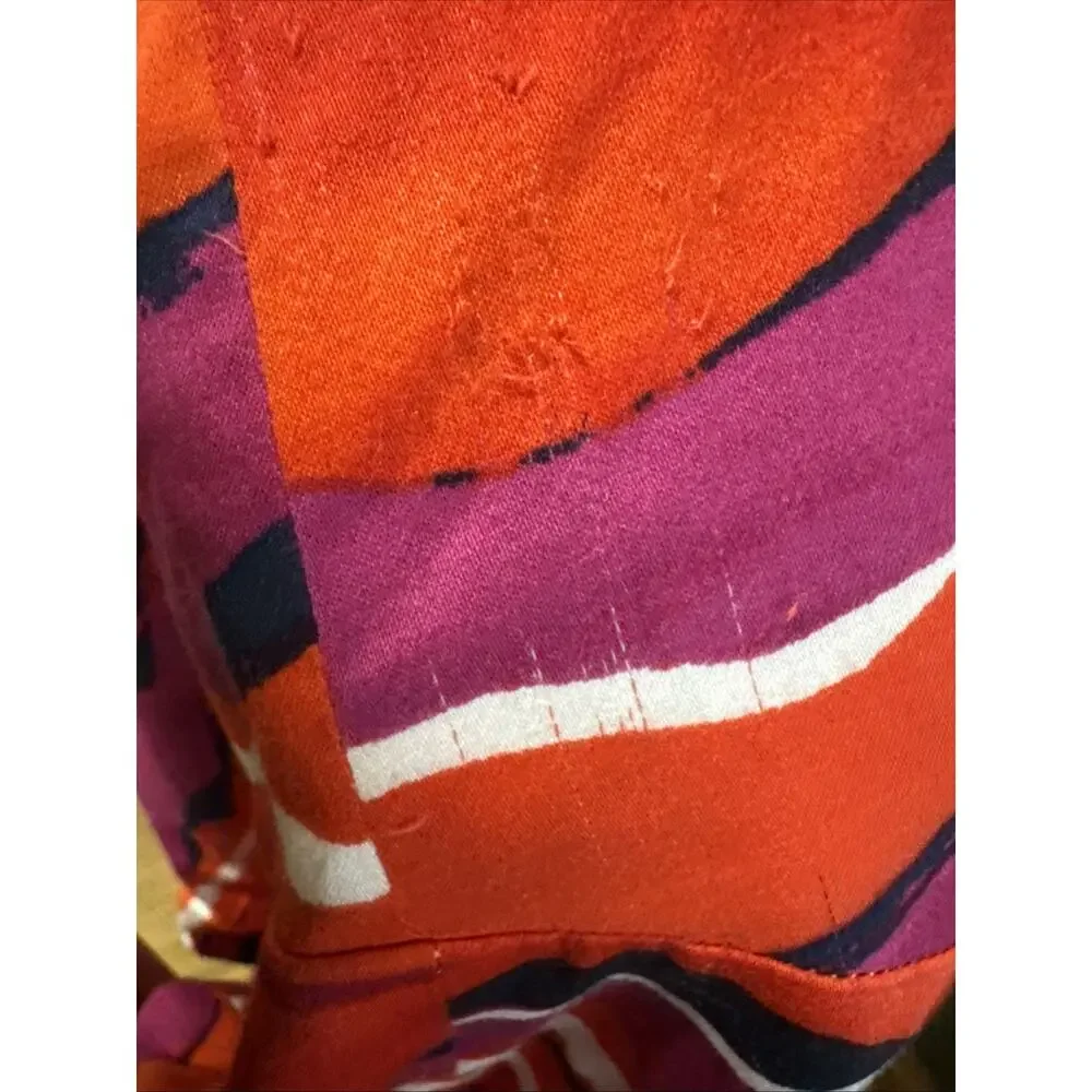 Anne Klein Sz 20w Red Pink Navy Wave Stripe A Line Flare dress Cocktail Resort - Picture 9 of 9